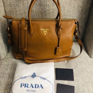 Prada Vitello Phenix Cannella Handbag